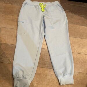 FIGS WOMENS LIGHT BLUE JOGGER SCRUB PANTS LARGE PETITE